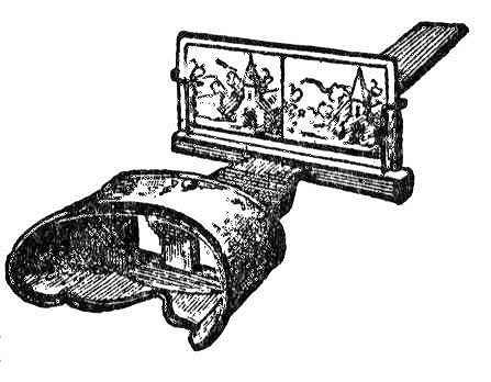 Hand-held apparatus show two images to eyes