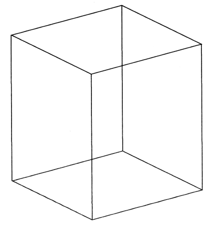 the famous wire frame diagram of a cube