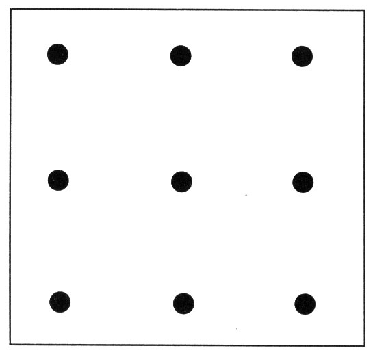 three rows of three dots each
