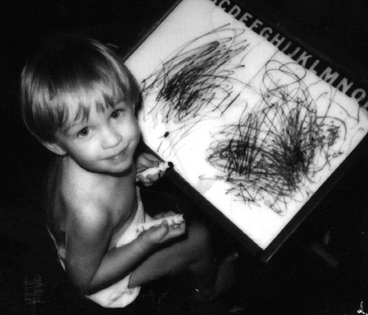 19 month old Johnny points to his scribble